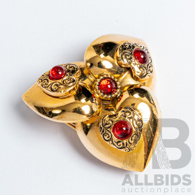 Rossi Bijoux Couture Triple Puffy Heart Brooch, Made in France - Rare