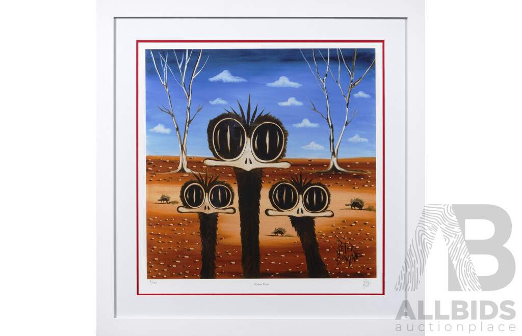 Peter Browne (born 1947), Emu Trio, Giclee Print