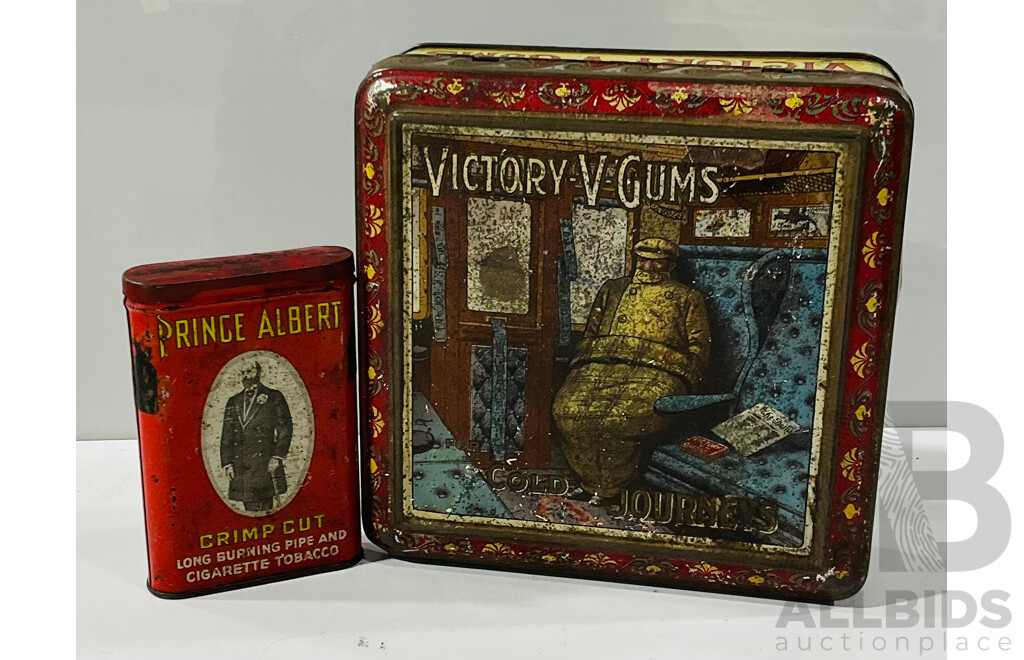 Pair of Vintage Tins Including Prince Albert Tobacco Container From 1907
