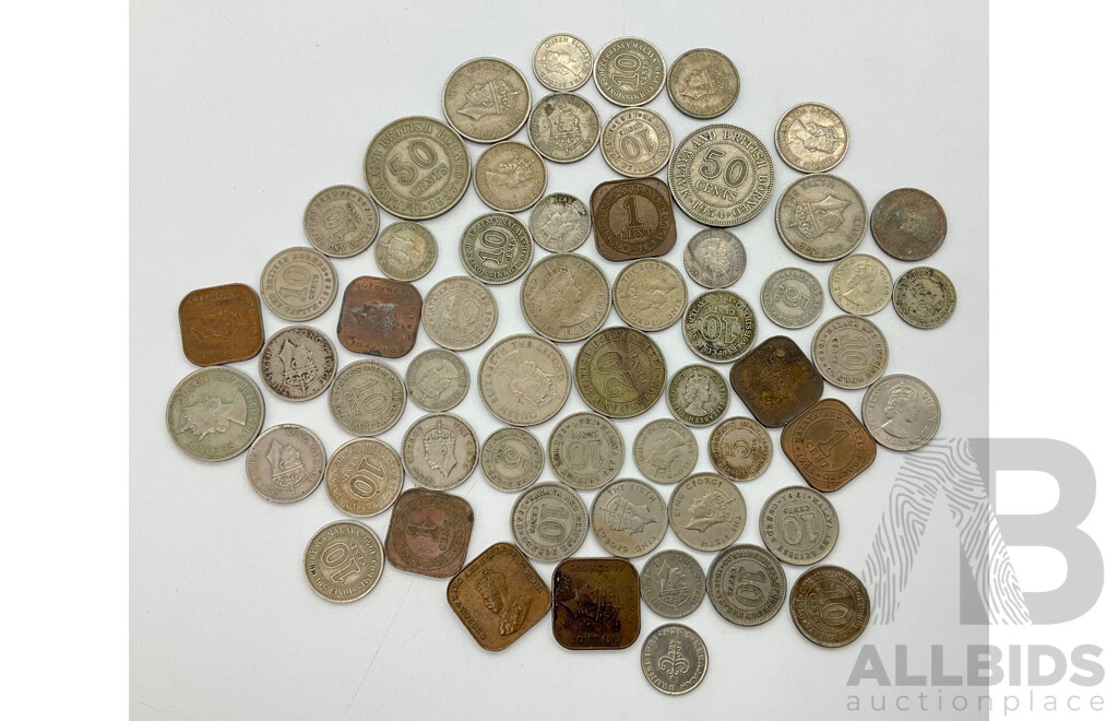 Collection of Straights Settlements, Malaysia and Borneo KGV, KGVI and QE2 Coins - Approximately 55