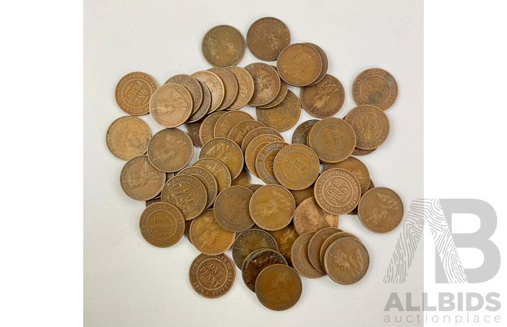 Australian KGV Pennies 1919(48) and 1920(15)