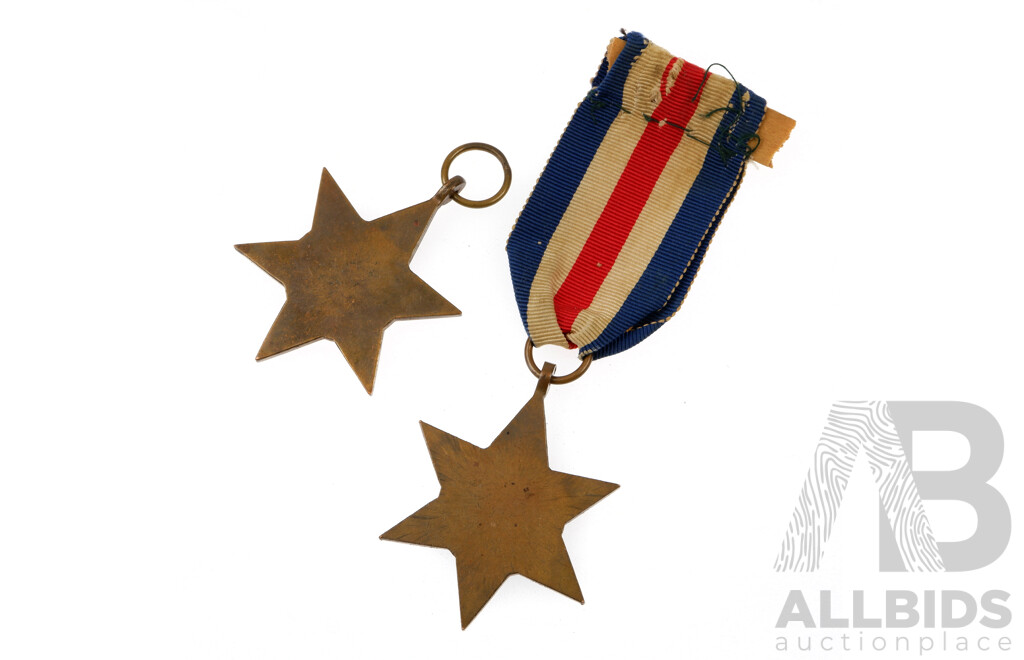 Two World War Two War Service Medals, the France and Germany Star and the Africa Star
