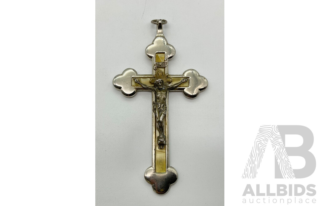 Vintage Chrome Crucifix Pendant, Made in Germany