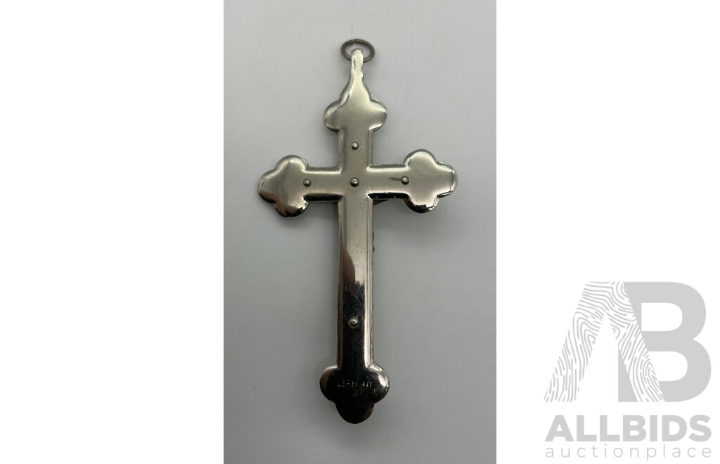 Vintage Chrome Crucifix Pendant, Made in Germany