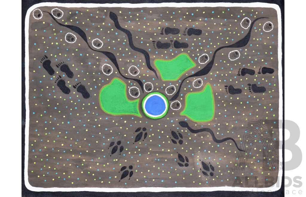 Louise Numina (Born 1975), Bush Medicine Leaves, Acrylic on Canvas Together with Another by M. King (2)