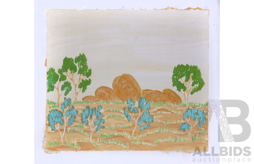 Lisa Ward Naparrula, Aboriginal Acrylic on Canvas Together with Another by John West (Kiwirrkurra) , Acrylic on Canvas (2)
