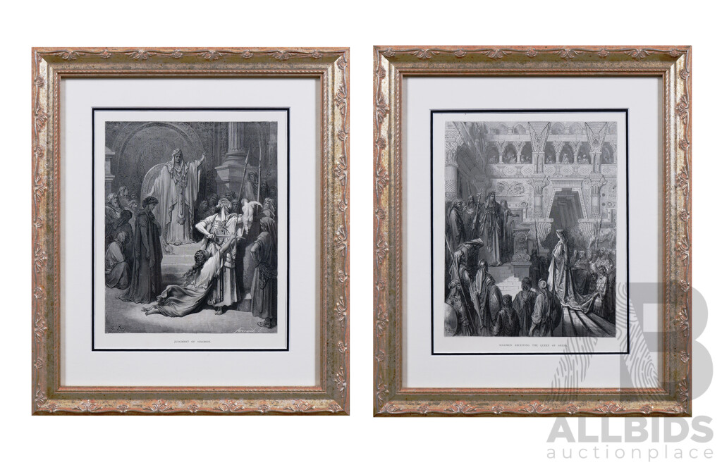 Two Gustave Dorè Lithographs, 'Judgement of Solomon' & 'Solomon Receiving Queen Sheba' (2)