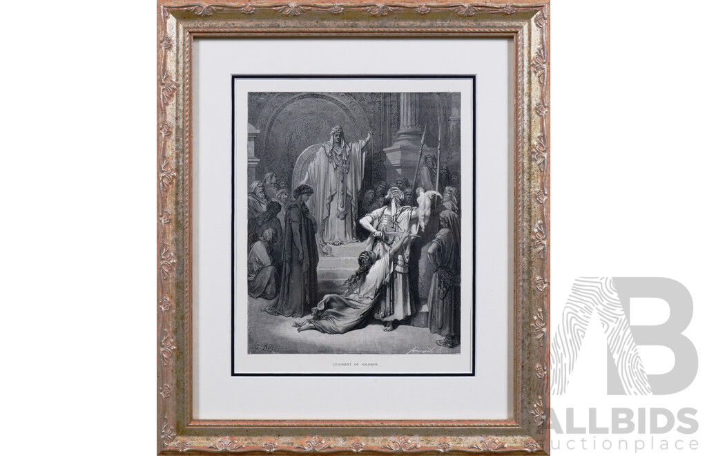 Two Gustave Dorè Lithographs, 'Judgement of Solomon' & 'Solomon Receiving Queen Sheba' (2)