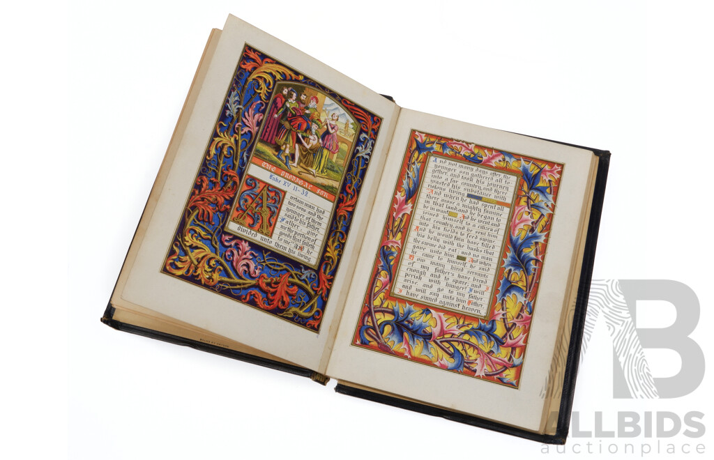 Antique the Parables of Our Lord, Longman & Co, Full Colour Pages with Tooled Leather Cover