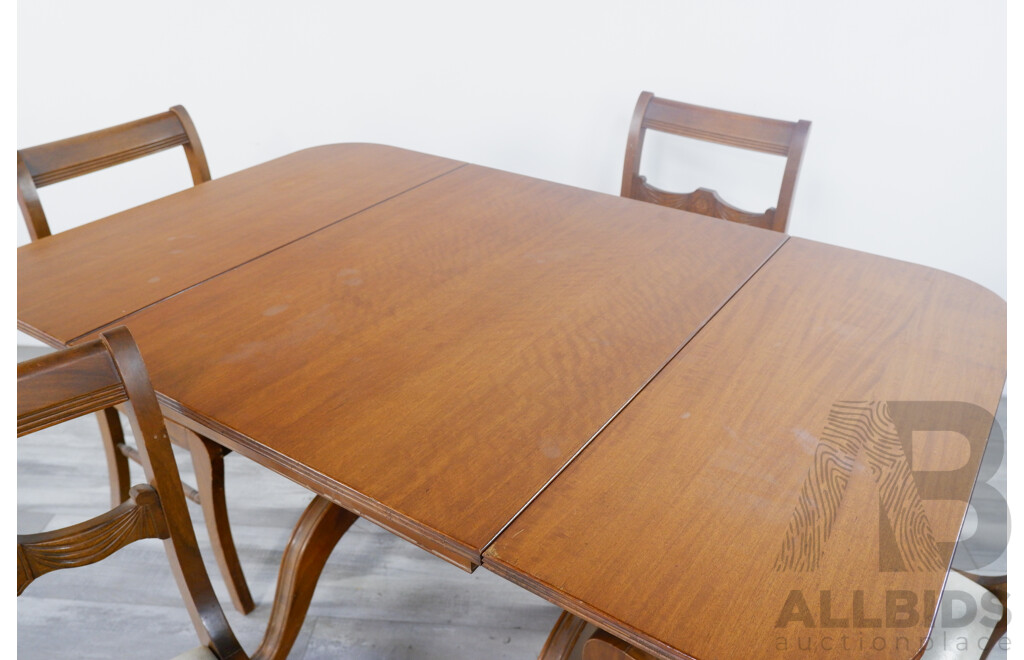 Vintage Drop Sided Queensland Maple Dining Table with Four Chairs