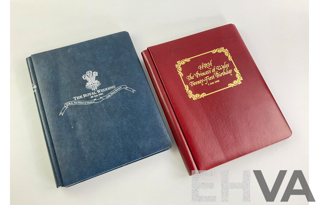 The Royal Wedding 1981 Commonwealth Nations Single Stamp Album and 1982 Princess of Wales Twenty First Birthday Stamp Album