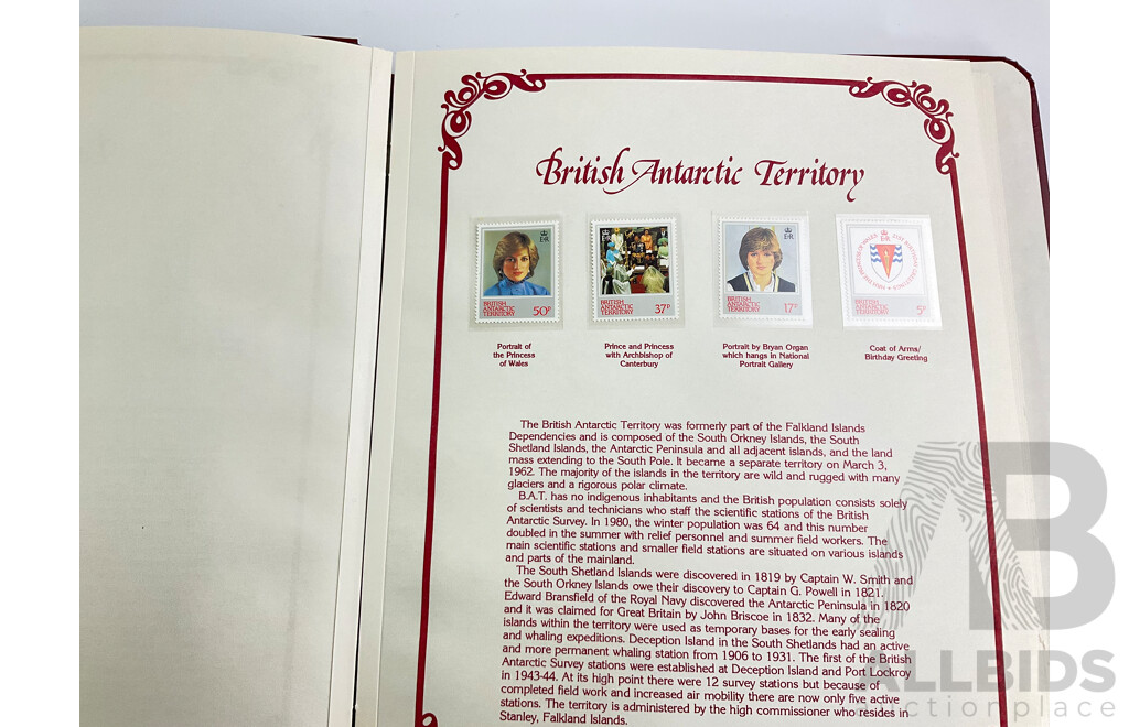 The Royal Wedding 1981 Commonwealth Nations Single Stamp Album and 1982 Princess of Wales Twenty First Birthday Stamp Album