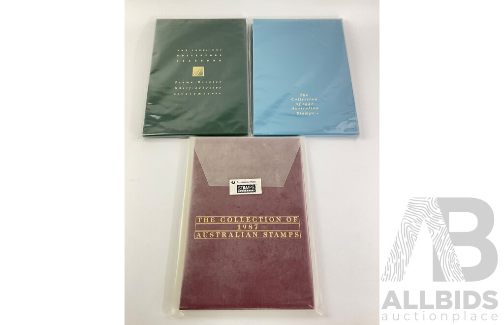 The Collection of Australian Stamps Albums 1987, 1991 with 1990/1991 Collectors Yearbook