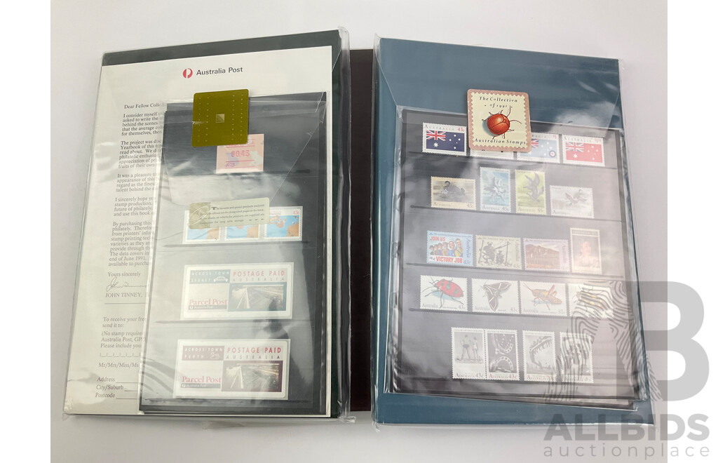 The Collection of Australian Stamps Albums 1987, 1991 with 1990/1991 Collectors Yearbook