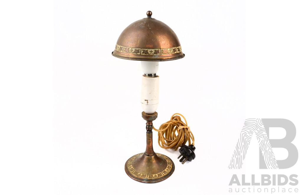 Antique Adjustable Copper Art Nouveau Desk Lamp by Greist MFG Co, USA