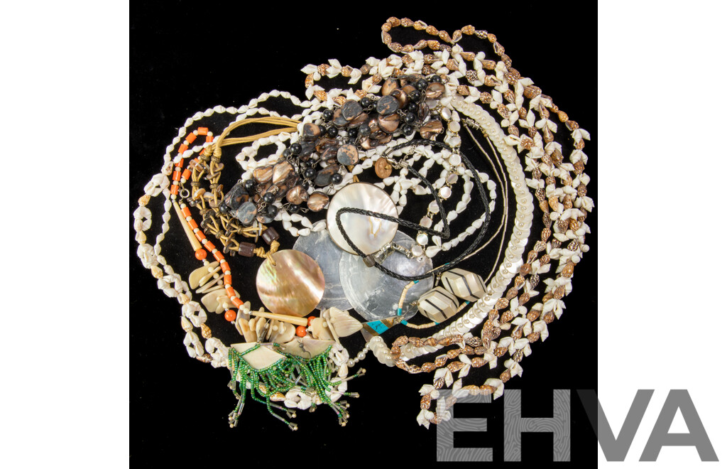 Vintage Collection of Shell and Mother of Pearl Necklaces and Other Jewellery Items