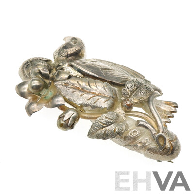 Beautiful Vintage Silver Bird Brooch by David Jones, 50mm X 30mm, 8.42 Grams