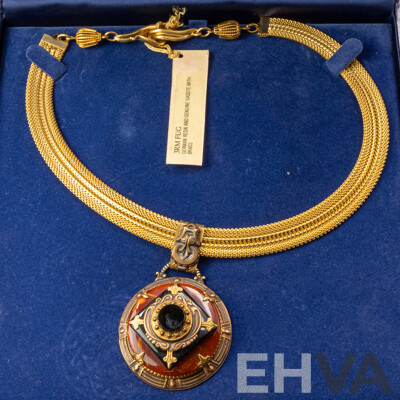 Patrice 3RM FUG German Resin & Genuine Gaseite with Brass Necklet, 43cm, as New in Original Presentation Box