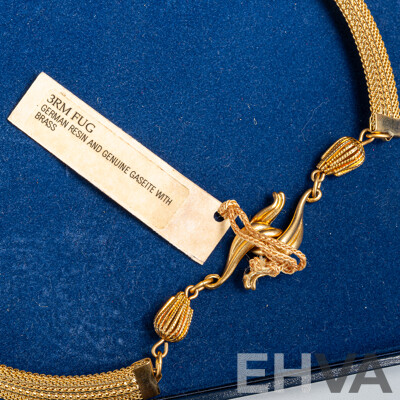 Patrice 3RM FUG German Resin & Genuine Gaseite with Brass Necklet, 43cm, as New in Original Presentation Box