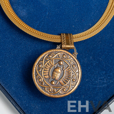 Patrice 3RM FUG German Resin & Genuine Gaseite with Brass Necklet, 43cm, as New in Original Presentation Box
