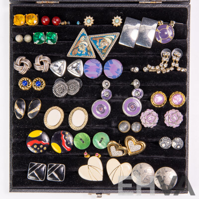 Assorted Vintage (28) Pairs of Stud Earrings in Display Box
