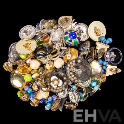Vintage Retro Collection of (27) Pairs of Statement Clip on Earrings in an Assortment of Designs and Colours