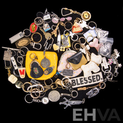 Vintage Keyrings Collection Including Micro Tapestry Purse, Holden, 1986 Swans & Travel Assortment