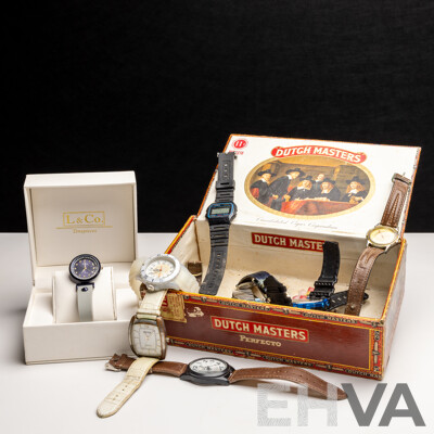 Collection of Various Watches in Vintage Box Including D&G 37mm Dress Watch