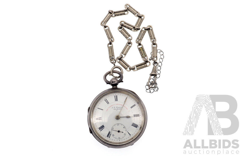 JG Graves 53mm Sheffield the 'Express' English Lever Sterling Silver Key Winding Pocket Watch