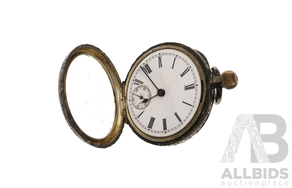 Antique Omega 34mm Sterling Silver Pocket Watch, Date of Production Serial No. Dated to 1894