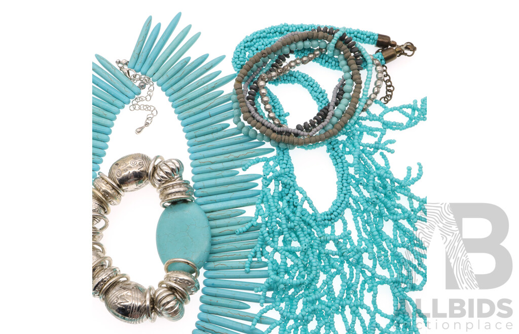 Beautiful Resort Style Turquoise Jewellery Including Statement Piece Beaded Necklet