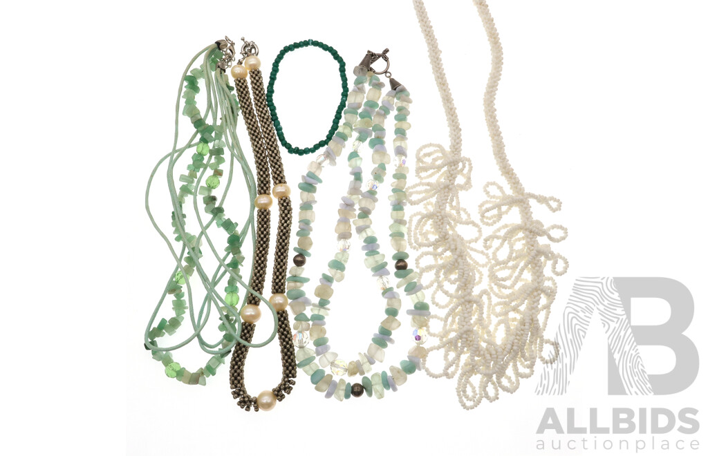 Resort Style Beaded Jewellery Collection Including (7) Necklaces, Bracelets and Earrings with Natural Gemstones, FW Pearls and Small Beads