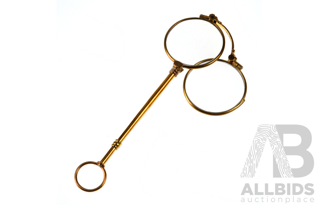 Vintage Lorgnette, Gold Plated 13.5cm Long