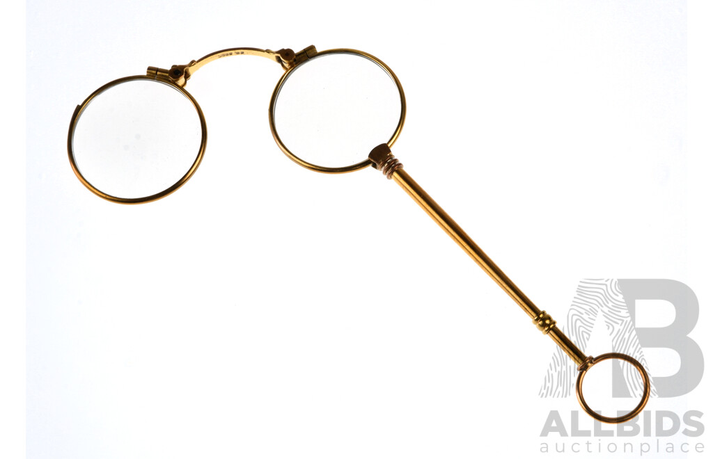 Vintage Lorgnette, Gold Plated 13.5cm Long