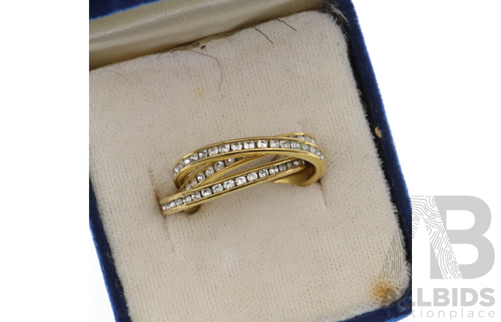 Collection of (5) Quality Vintage Costume Rings with Paste Stones in Gold and Silver Tones