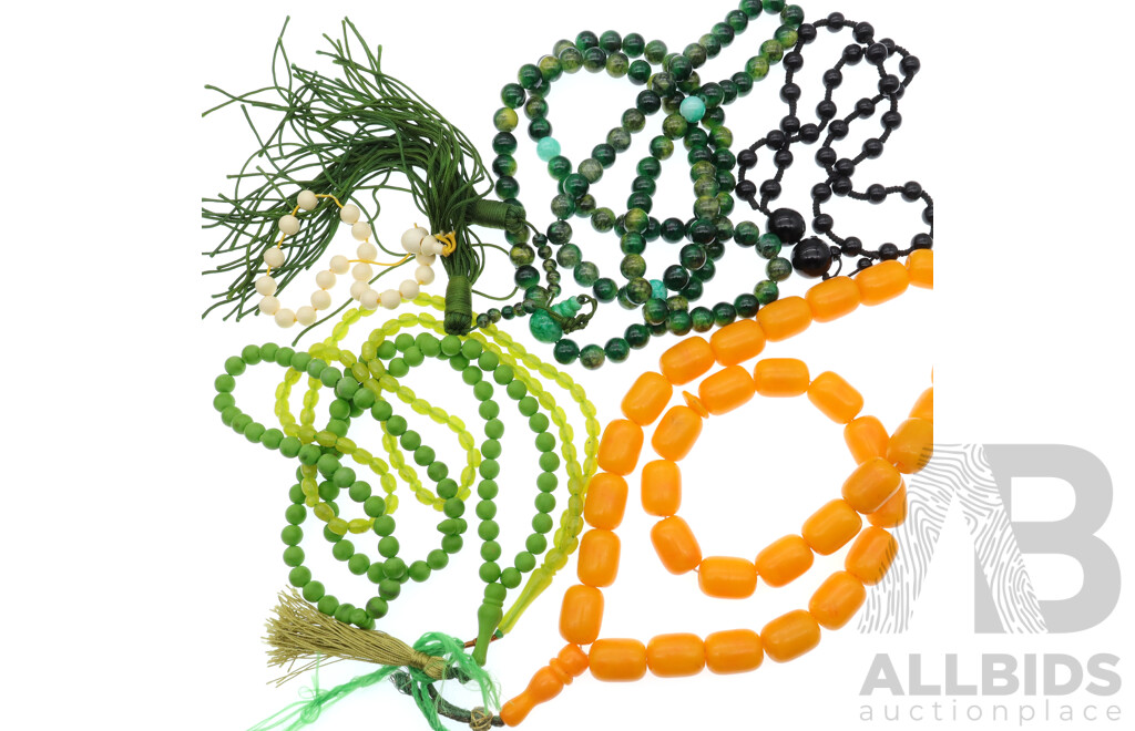 Prayer Beads (5) in Various Designs and Materials and Pocket Prayer Bead Bracelet