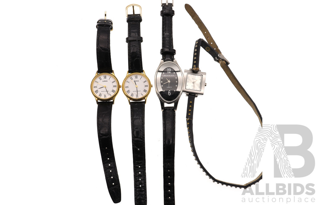 Collection of (4) Ladies Watches Including Lorus, Black Ice & Nero