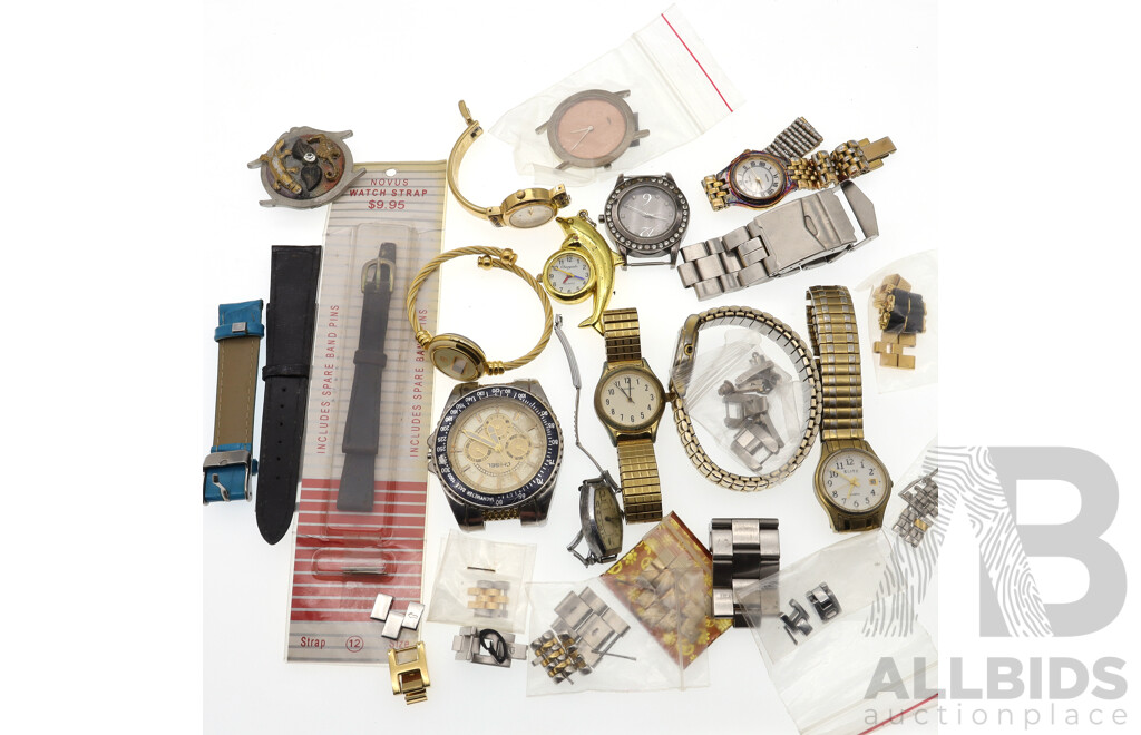 Collection of Vintage Watches and Watch Fittings Including Handley Saunders Ladies Watch