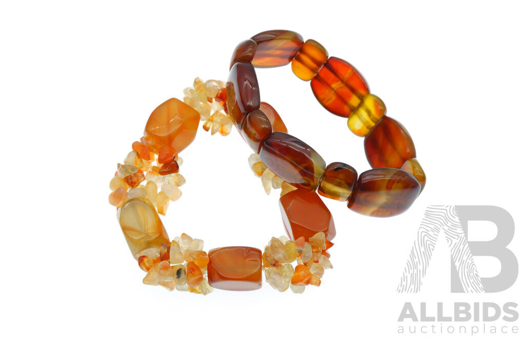 Natural Gemstone Carnelian Bracelet with Agate Tablet Style Bracelet