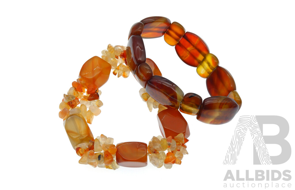 Natural Gemstone Carnelian Bracelet with Agate Tablet Style Bracelet