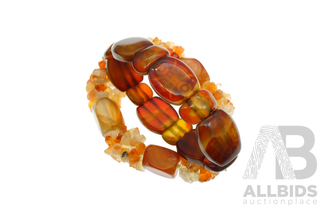 Natural Gemstone Carnelian Bracelet with Agate Tablet Style Bracelet