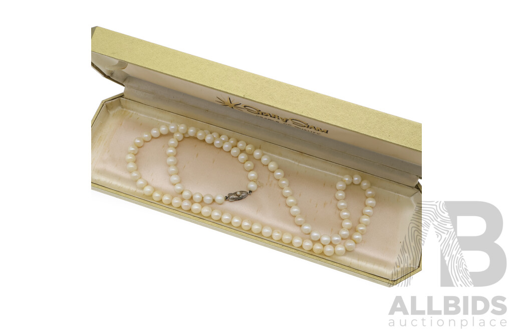 Star of Siam Vintage Cultured Pearl Stand with Silver Clasp, in Original Presentation Box, 65cm