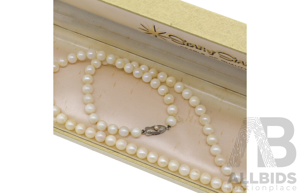 Star of Siam Vintage Cultured Pearl Stand with Silver Clasp, in Original Presentation Box, 65cm