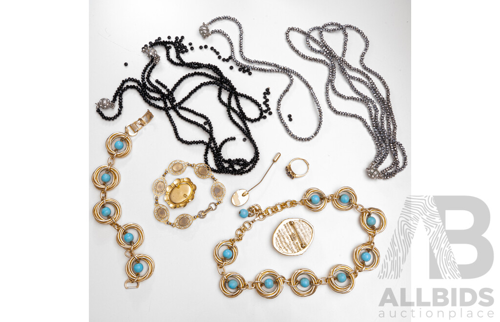 French Necklace & Bracelet Set with Cameo Pieces and Other Vintage Jewellery Items
