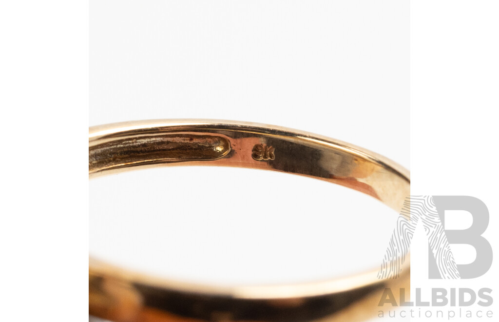 9ct Vintage Carved Shell Cameo Rose Ring, Size P, 10.71 Grams