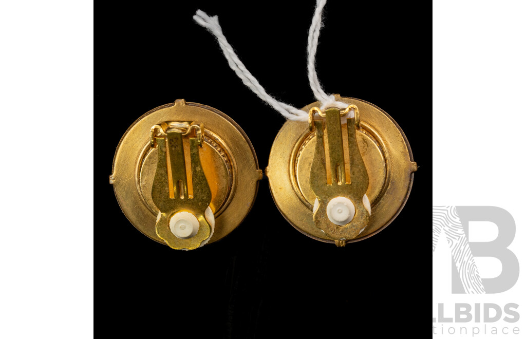 Patrice Pink German Resin & Green Gaspetite Stone Clip on Earrings, 25mm