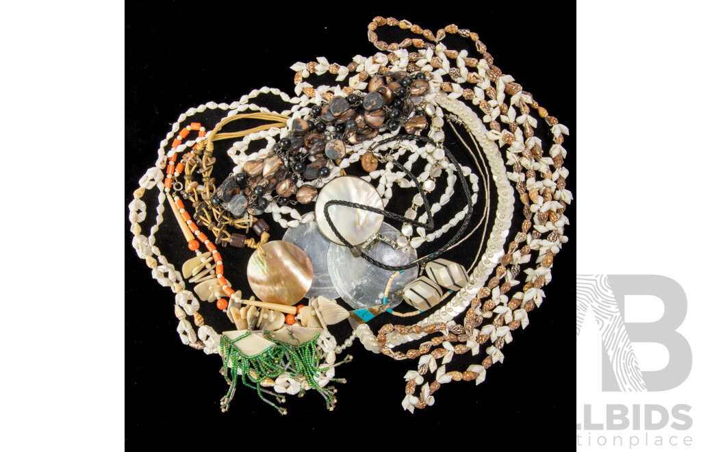 Vintage Collection of Shell and Mother of Pearl Necklaces and Other Jewellery Items
