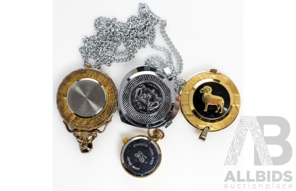 Collection of (4) Vintage Watch Pendants Including Rouan & Genova