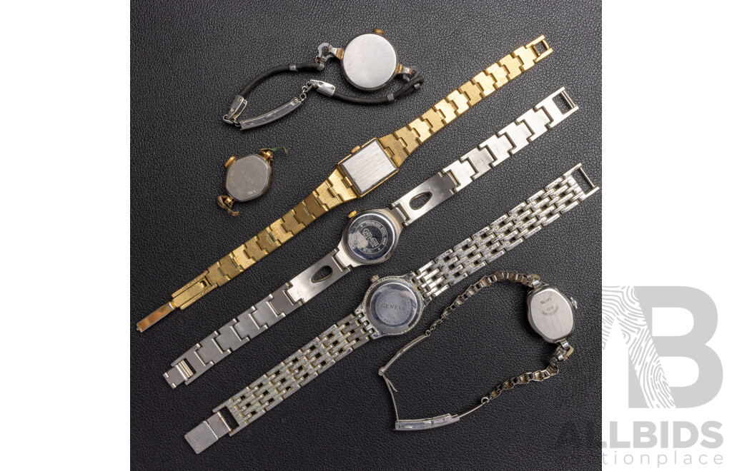 Collection of (6) Petite Ladies Watches Including Ceton 17 Jewels Incabloc & Zarja Vintage Soviet Watch