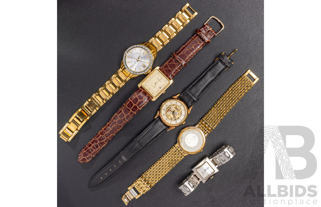 Collection of (5) Ladies Dress Watches Including Fossil, Guess and Angus & Coote